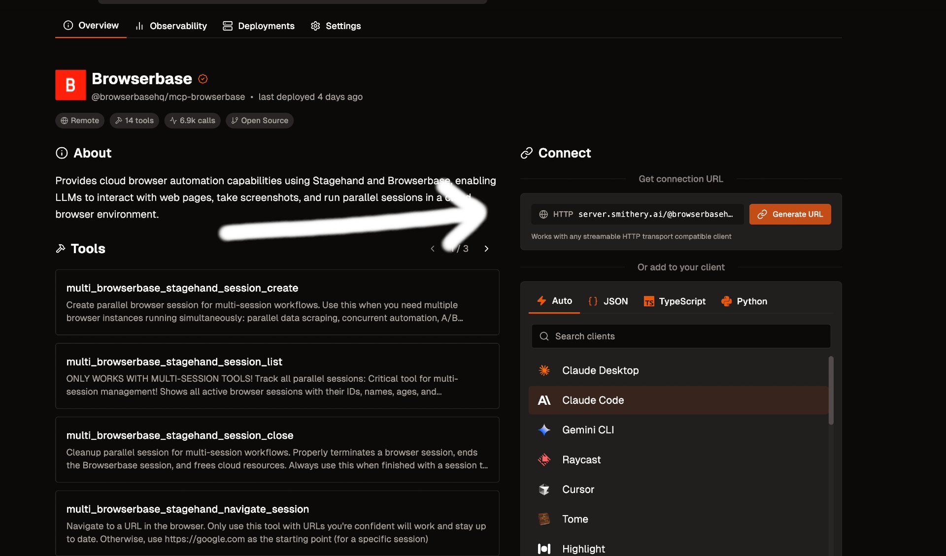 Smithery 配置界面